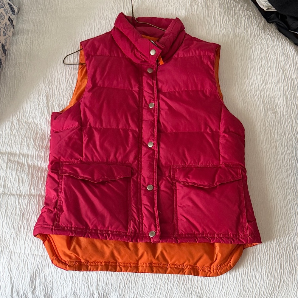 J. Crew Hot Pink Vest with Orange Lining